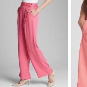 GAP Pink Belted Wide Leg Tencel Pants